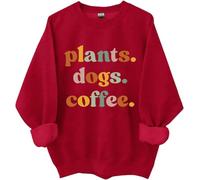 Sweat à café avec plantes et chiens, chemises pour femmes et hommes, bordeaux, XL