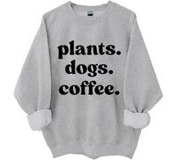 Sweat à café avec plantes et chiens, chemises pour femmes et hommes, gris, XXL