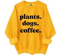 Sweat à café avec plantes et chiens, chemises pour femmes et hommes, jaune, XL