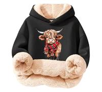 Sweat à Capuche 2026 pour Fille, Imprimé Vache des Highlands, doublé en Polaire, Doux et Chaud, avec imprimés Mignons, pour Tout-Petits et Adolescents f26