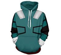 Sweat à capuche 3D Boku No Hero Academia My Hero Academia Izuku Midoriya - Costume d'entraînement unisexe, Vert, L