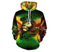 Sweat à capuche 3D pour homme et femme, motif drapeau jamaïcain, lion rasta décontracté, Impression 3D., XX-Large