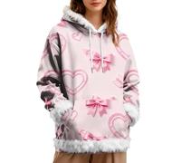 Sweat à capuche à col en peluche pour femme - Col moelleux - Élégant chemisier à manches longues - Haut imprimé mignon - Confortable - Pull de Noël, streetwear, festival, vacances, fête, Mr4, XL