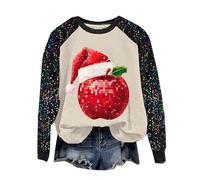 Sweat à capuche à col rond mince et brillant à col rond, grande taille, sweatshirts vintage, beige, L