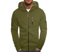 Sweat à capuche à fermeture éclair intégrale pour homme avec demi-fermeture éclair à manches longues avec plusieurs poches Rayures graphiques Vestes de sport à capuche pour homme, Vert, XXL