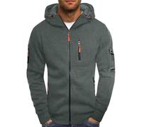 Sweat à capuche à fermeture éclair intégrale pour homme - Mode décontractée - Demi-fermeture éclair - Pull à capuche à manches longues avec plusieurs poches - Pull à rayures graphiques d'automne