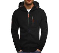 Sweat à capuche à fermeture éclair intégrale pour homme - Mode décontractée - Demi-fermeture éclair - Pull à capuche à manches longues avec plusieurs poches - Pull à rayures graphiques d'automne