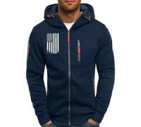 Sweat à capuche à fermeture éclair intégrale pour homme - Style décontracté - Couleur unie - Motif cocotier - Pour le sport et le fitness - Manches longues - Vestes d'automne, a-bleu marine, XL