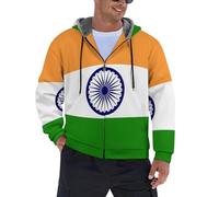 Sweat à capuche à fermeture éclair pour homme - Style patriotique - Imprimé drapeau Indiana - Veste Polaire Chaude et Épaisse Hoodie Sweatshirt - avec Capuche Manches Longues Cordon De Serrage