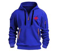 Sweat à capuche à fermeture éclair pour homme - Sweat à capuche cargo pour homme - Sweat à capuche de sport à motif rétro classique - Sweat tactique à manches longues - Couleur unie - Sweatshirts