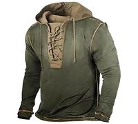 Sweat à capuche à lacets pour homme - Automne à manches longues en polyester avec cordons de serrage - Pull décontracté streetwear pour l'extérieur et le quotidien, ag, S