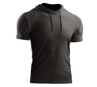 Sweat à capuche à manches courtes pour homme - T-shirt de loisirs - Fitness - Extensible - Léger - Muscle - T-shirt de course - T-shirt de sport - T-shirt de gym - T-shirt de bodybuilding, gris, XXXL