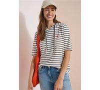 Cecil Femme Sweat à capuche à manches courtes rayé in Blanc, Gr: XL