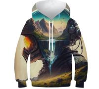 Sweat à capuche à manches longues avec motif chien 3D en uniforme militaire, Nature_in_astronaute_, 7-9 Years