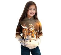 Sweat à Capuche à Manches Longues pour Enfants, thème de Noël, Automne Hiver, Bonhomme de Neige, Manteau Chaud et Confortable pour Enfants, garçons et Filles (Gold, 4-5 Years)