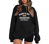 Sweat à capuche à manches longues pour femme avec inscription « That's My Grandson Out There » - Confortable - Couleur unie - Motif graphique, Noir , S