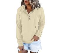 Sweat à capuche à manches longues pour femme - Col en V - Style décontracté - Coupe ample - Tendance - Automne et hiver