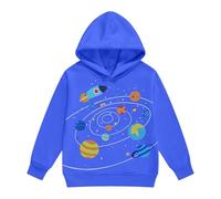 Sweat à capuche à manches longues pour garçon avec motif planète fusée Tissu en coton doux pour les saisons fraîches Pull décontracté confortable avec design adapté aux enfants, idéal comme vêtement