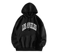 Sweat à capuche à manches longues pour homme Los Angeles California University - Léger - Vintage - Cordon de serrage - Haut tendance - Imprimé lettre gothique Backwoods, Noir , XXL