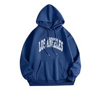 Sweat à capuche à manches longues pour homme Los Angeles California University - Léger - Vintage - Cordon de serrage - Haut tendance - Imprimé lettre gothique Backwoods, bleu, XL