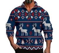 Sweat à capuche à manches longues pour homme Printemps Automne Hiver Noël Impression 3D Personnalité décontractée Confortable Ample un tiers Fermeture éclair Sweat à capuche Moins de conversation Plus