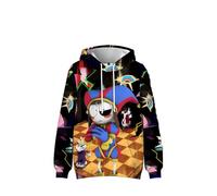 Sweat à capuche à manches longues pour homme The Amazing Digital Circus Full Cartoon Print Noir, Noir/blanc, M