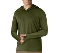 Sweat à capuche à manches longues UPF 50+ pour homme, protection solaire, rashguard pour la pêche, l'extérieur, la course à pied, le soleil, chemise légère, séchage rapide, vert militaire, Taille XL