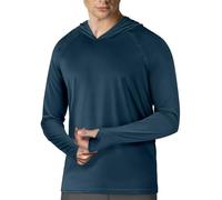 Sweat à capuche à manches longues UPF 50+ pour homme, protection solaire, rashguard pour la pêche, l'extérieur, la course à pied, le soleil, chemise légère, séchage rapide, Bleu noirâtre, X-Large