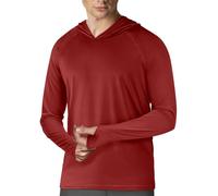 Sweat à capuche à manches longues UPF 50+ pour homme, protection solaire, rashguard pour la pêche, l'extérieur, la course à pied, le soleil, chemise légère, séchage rapide, rouge foncé, Taille XL