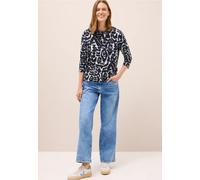 Cecil 3227485 T-Shirt à Capuche à Motifs, Urban Dark Blue, L Femmes