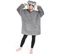 Sweat à Capuche Adulte - Plaid Polaire à Manche - Pull Plaid Capuche Femme Homme (Gris Koala, Taille unique)