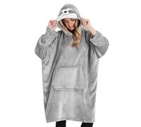 Sweat à Capuche Adulte - Plaid Polaire à Manche - Pull Plaid Capuche Femme Homme (Gris Paresseux, Taille unique)