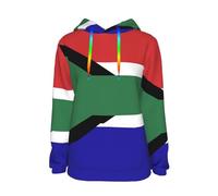 Sweat À Capuche Afrique du Sud Drapeau Amusant Imprimé pour Femmes Cordon Pull À Capuche Sweatshirts Adultes Femmes avec Poches Col Rond Hoodie Sweat du S Au XXL pour Usage Quotidien