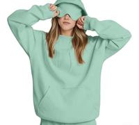 Sweat à capuche ample à manches longues pour femme avec masque intégré de couleur unie (XXXL vert clair)