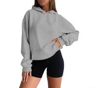 Sweat à capuche ample uni pour femme avec ourlet asymétrique pour l'été, la plage, les vacances - Haut léger et décontracté S-XXL (gris clair, XXL)