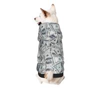 Sweat à capuche amusant avec imprimé dollar pour petits chiens, chaud, doux et respirant, facile à porter pour l'hiver et l'automne
