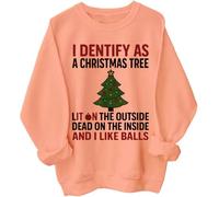 Sweat à capuche amusant avec inscription « I Identify As A Christmas Tree Lit On The Outside », Orange, L