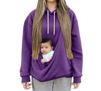 Sweat à capuche amusant pour femme avec poche kangourou pour animal de compagnie - Sweat à capuche mains libres pour animal domestique - Confortable et surdimensionné, violet, M