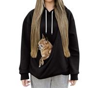 Sweat à capuche amusant pour femme avec poche kangourou pour animal de compagnie - Sweat à capuche mains libres pour animal domestique - Confortable et surdimensionné, Noir , M