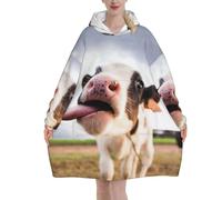 Sweat à capuche amusant Sasquatch pleine lune pour femmes et hommes adultes surdimensionnés pour une couverture douce et chaude, Baiser drôle de langue de vache, taille unique