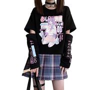 Sweat à Capuche Anime Femme Manches Longues Japon Goth Sweat à Capuche e-Girl Streetwear Adolescentes Y2K Gothique Sweat Pull esthétique Hauts