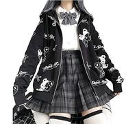 Sweat à Capuche Anime Femme Manches Longues Japon Goth Sweat à Capuche e-Girl Streetwear Adolescentes Y2K Gothique Sweat Pull esthétique Hauts