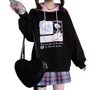 Sweat à Capuche Anime Femme Manches Longues Japon Goth Sweat à Capuche e-Girl Streetwear Adolescentes Y2K Gothique Sweat Pull esthétique Hauts
