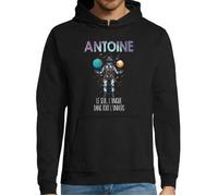 Sweat à capuche - Arnaud - Hoodie Collection Cosmos - Noir - Manches longues - Col capuche S