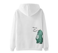 Sweat à capuche assorti pour couple de dinosaures amusants - Sweat à capuche graphique - Tenue de Saint-Valentin pour lui et ses amoureux, anniversaire de mariage, jeunes mariés sur le devant, WHITE-A