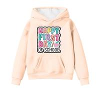Sweat à capuche automne pour enfants joyeux coloré sweat à capuche patch graphique sweat-shirt mignon rétro inscription poche kangourou pull d'école pour la rentrée des classes