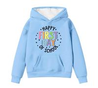 Sweat à capuche automne pour enfants Joyeux Confortable Sweat à capuche Poche kangourou Sweat-shirt Mignon Graphique Inscription Motif Arc-en-ciel T-shirt à manches longues pour la rentrée des classes