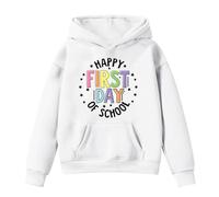 Sweat à capuche automne pour enfants Joyeux Confortable Sweat à capuche Poche kangourou Sweat-shirt Mignon Graphique Inscription Motif Arc-en-ciel T-shirt à manches longues pour la rentrée des classes