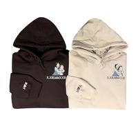 Sweat à capuche avec chiffres romains brodés, sweat à capuche pour couples, Cadeaux de Noël pour les couples,Sweat commémoratif couple sweat à capuche avec cœur et vos initiales brodés sur la manche