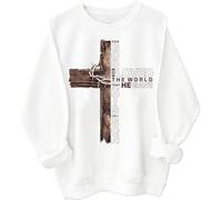 Sweat à capuche avec croix chrétienne « For God So Loved the World That He Gave His Only Son », blanc, 3XL